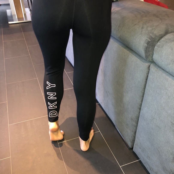 DKNY High Waisted diagonal sport logo leggings - Picture 4 of 5